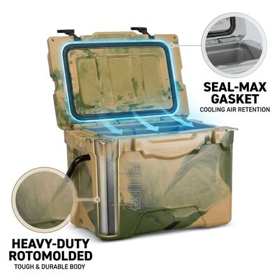 เครื่องเย็นพกพา 38L Rotomolded Box กล่องน้ําแข็งกลางแจ้ง กระเป๋าสะพายน้ําที่ไม่รั่ว
