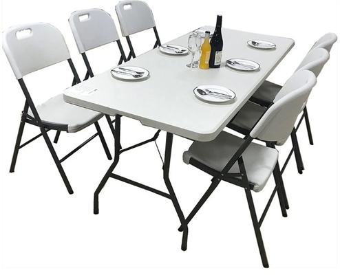 Heavy Duty Utility Plastic Camping โต๊ะพับเก้าอี้ 6 ฟุตในร่มกลางแจ้งแบบพกพา