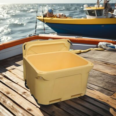 กล่องแช่เย็นแบบ Rotomolded ความจุ 1000 ลิตร พร้อมวัสดุ LLDPE และฉนวนโฟม PU สำหรับจัดเก็บปลาในอุตสาหกรรม