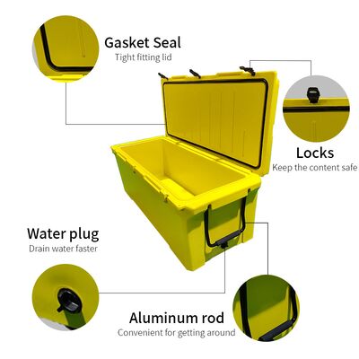 240QT กล่องเย็นแบบหมุนขนาดใหญ่ กล่องน้ําแข็งกลางแจ้งแรงสําหรับตกปลาและเดินทาง