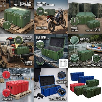 กล่องเครื่องมือ Rotomolded แบบพกพาพร้อมสปริงโหลดมือจับ LLDPE ผู้ให้บริการอุปกรณ์เคลื่อนที่สำหรับช่างเทคนิคภาคสนาม