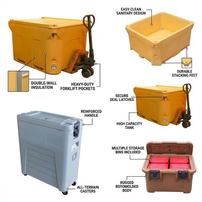 การบรรจุด้านหน้า 50L ถังขนส่งอาหารแอนโดลิสต์ที่มีล็อคไนลอน