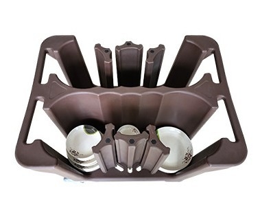 รถเข็นเก็บจานแบบปรับได้สำหรับร้านอาหาร Caddy Tableware Trolley