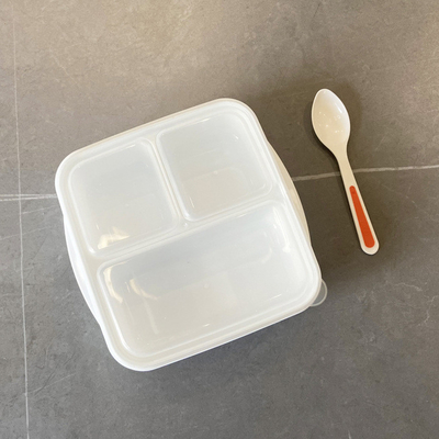 PP กล่องอาหารกลางวัน Bento 3 ช่องแบบใช้ซ้ำได้ 1000ml