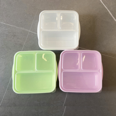 PP กล่องอาหารกลางวัน Bento 3 ช่องแบบใช้ซ้ำได้ 1000ml