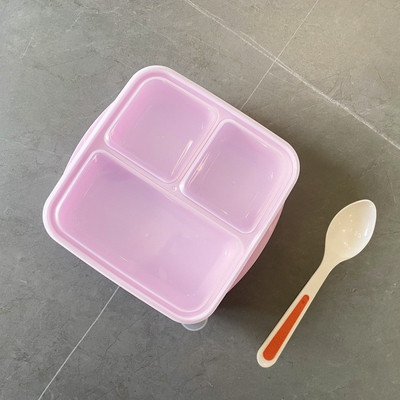 PP กล่องอาหารกลางวัน Bento 3 ช่องแบบใช้ซ้ำได้ 1000ml